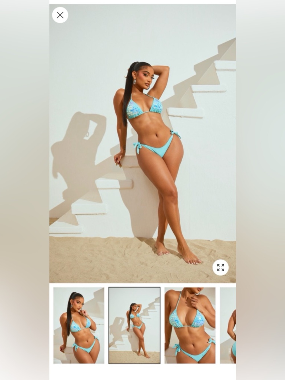 NWOT Nova Swim Aqua Blue Bikini Set with Sequin Detail